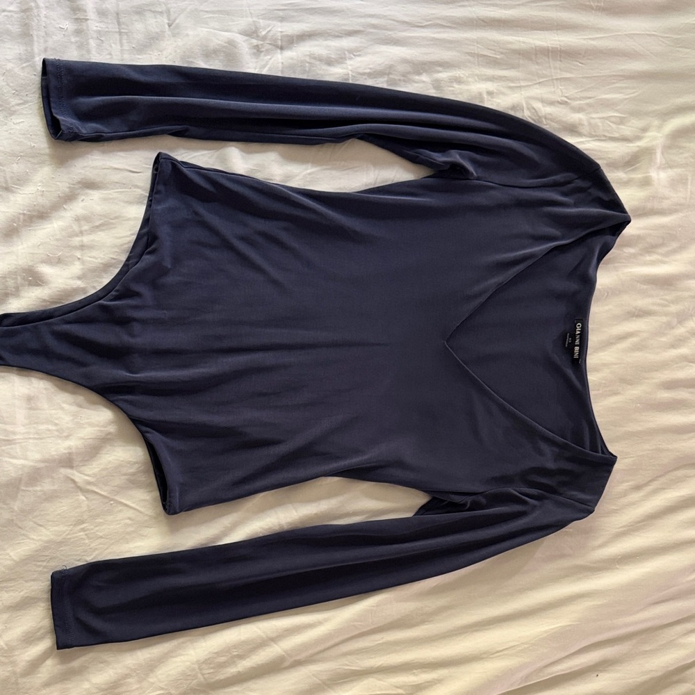 Gianni Bini Deep Blue and Green Long Sleeve Bodysuit